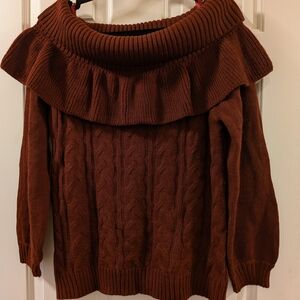 LoveRiche Off-the-Shoulder Brown Sweater